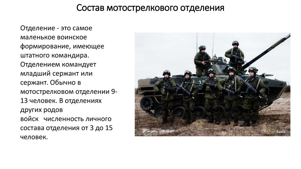 Состав мотострелкового отделения