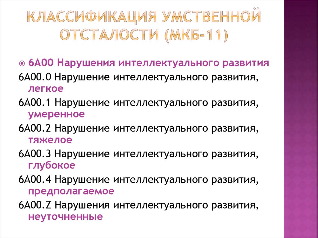 Классификация умственной отсталости (МКБ-11)