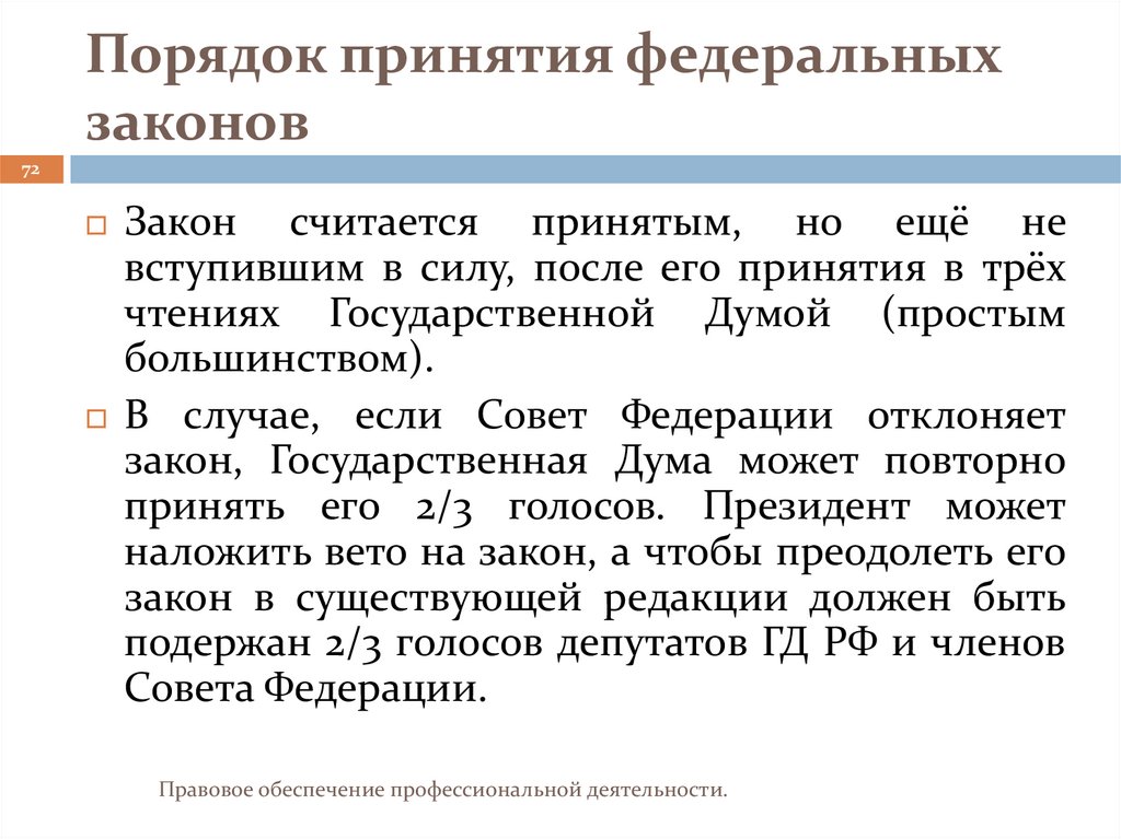 Порядок принятия федеральных законов