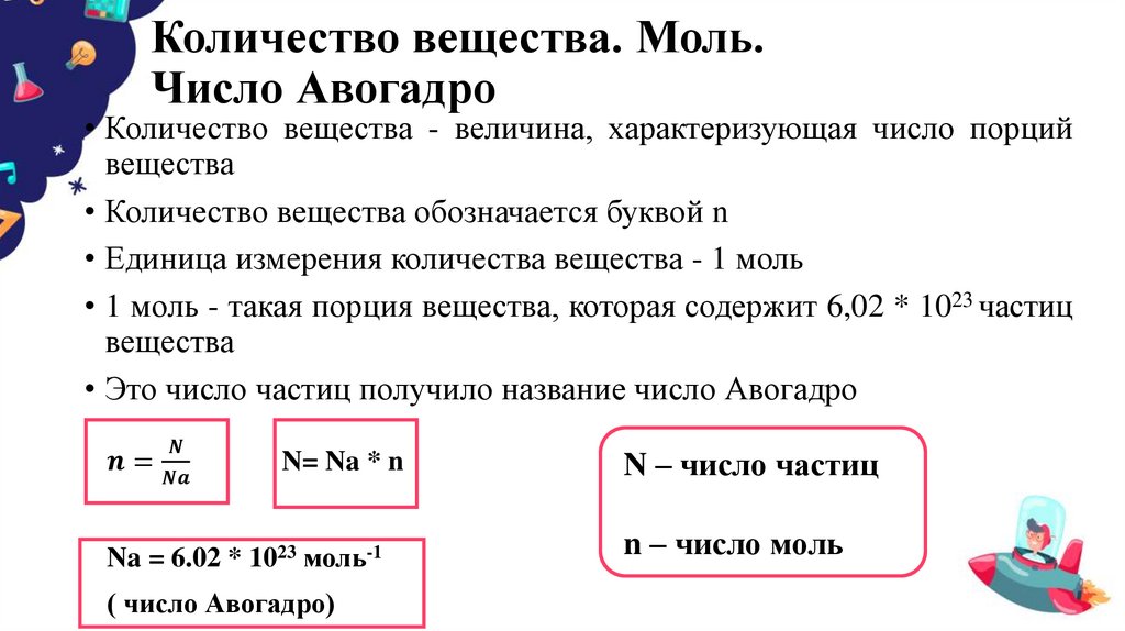 Количество вещества. Моль. Число Авогадро