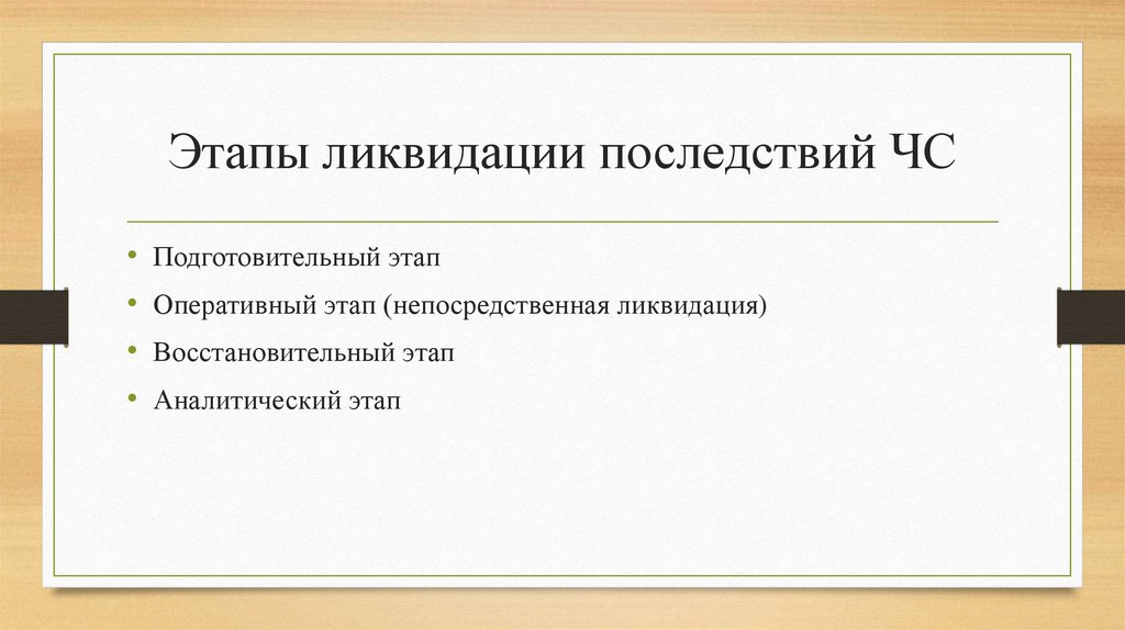 Этапы ликвидации последствий ЧС