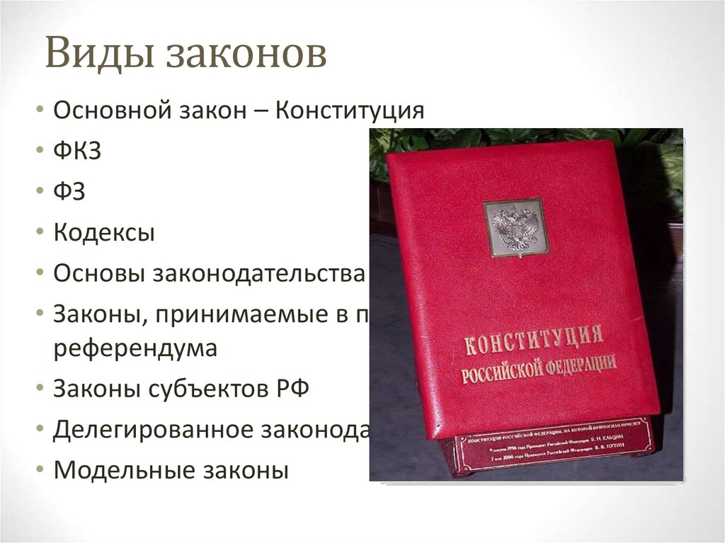 Виды законов