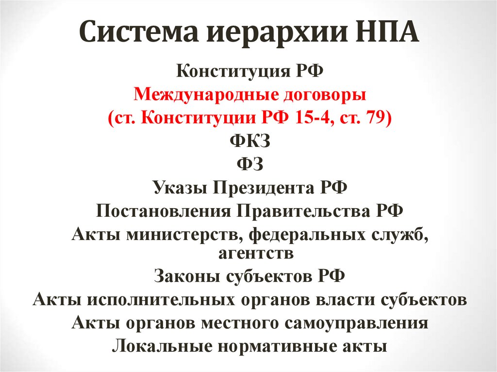 Система иерархии НПА