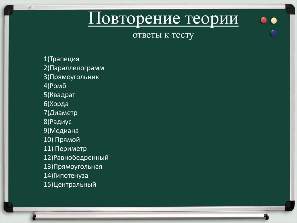 Повторение теории ответы к тесту