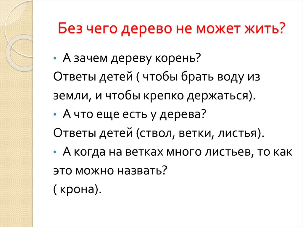 Без чего дерево не может жить?