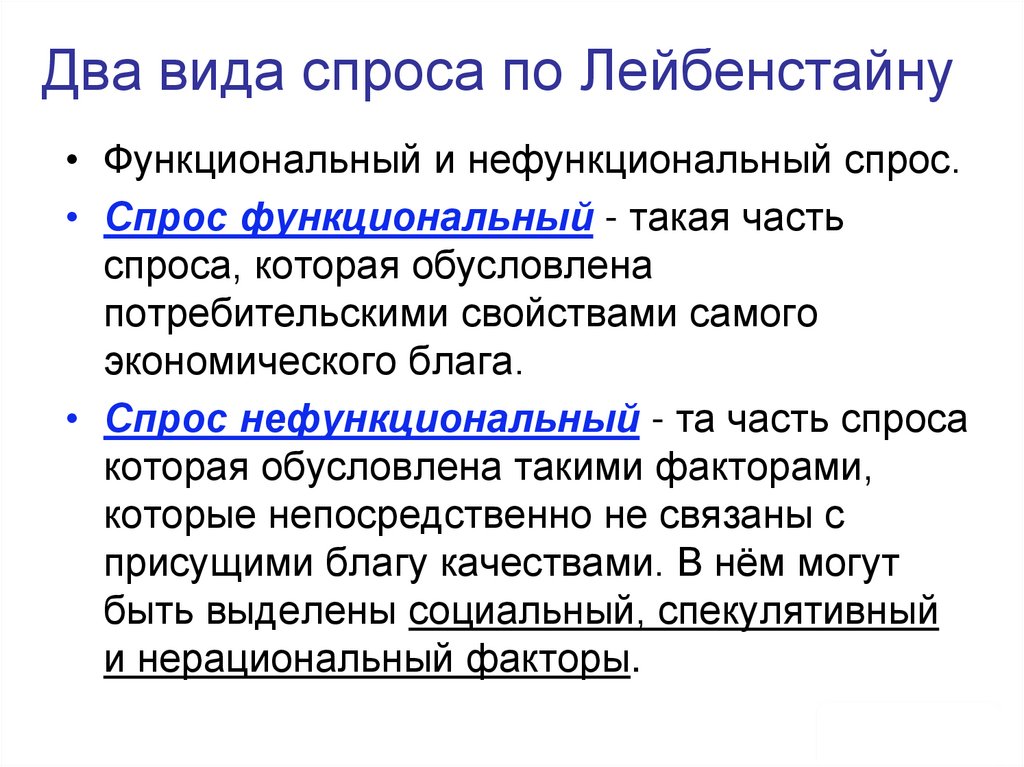 Два вида спроса по Лейбенстайну