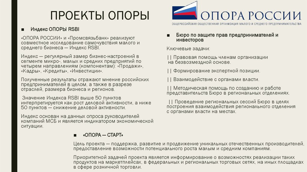 ПРОЕКТЫ ОПОРЫ