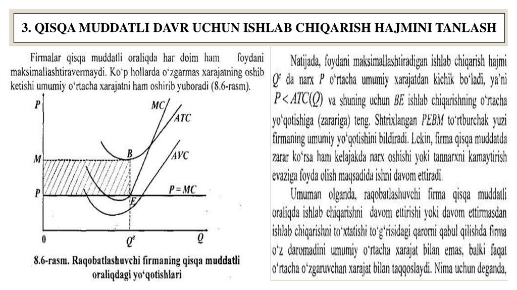 3. QISQA MUDDATLI DAVR UCHUN ISHLAB CHIQARISH HAJMINI TANLASH