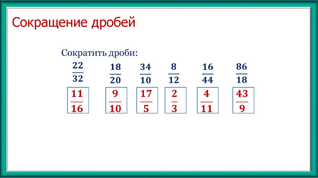 Сокращение дробей