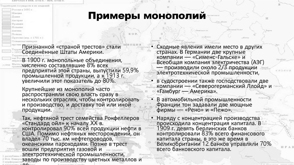 Примеры монополий