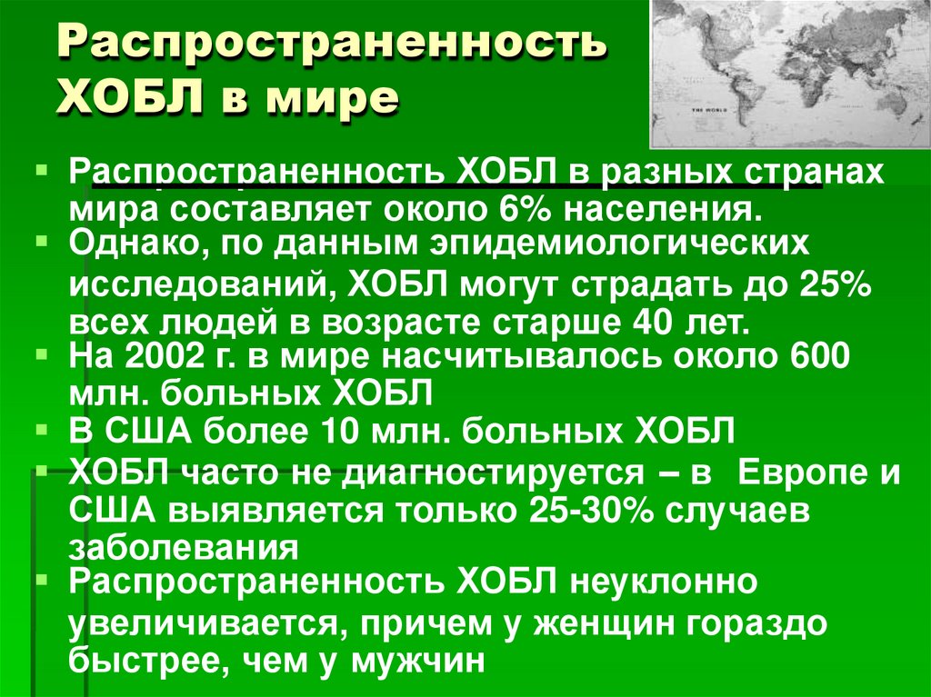 Распространенность ХОБЛ в мире