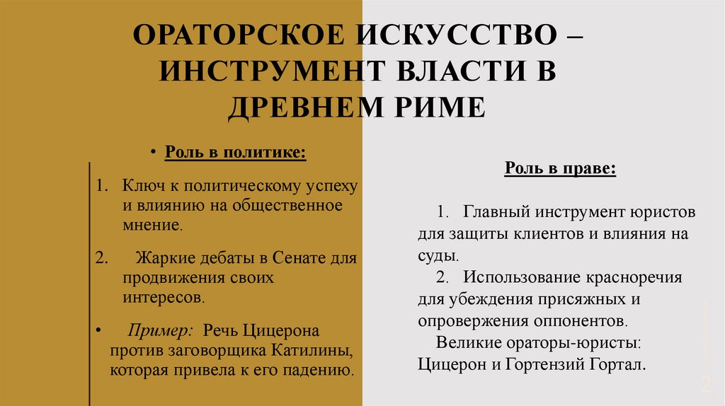 Ораторское искусство – инструмент власти в Древнем Риме