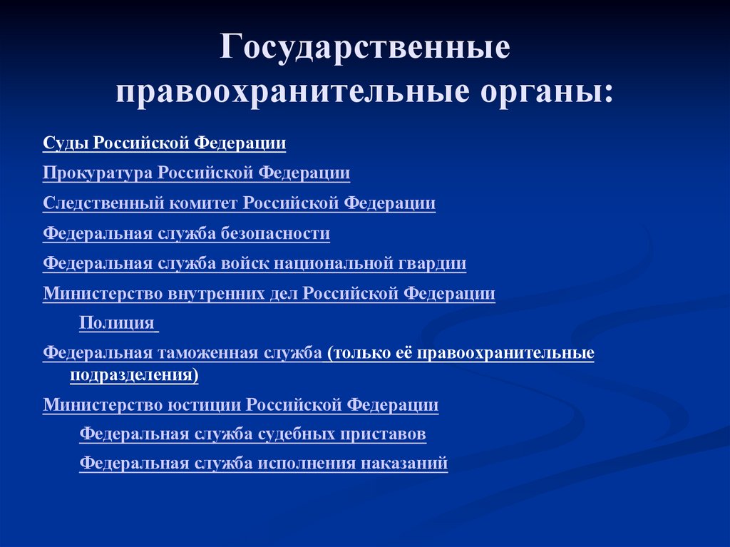 Государственные правоохранительные органы: