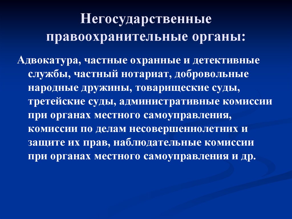 Негосударственные правоохранительные органы: