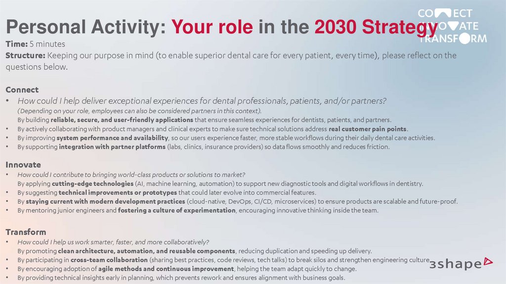 Personal Activity: Your role in the 2030 Strategy
