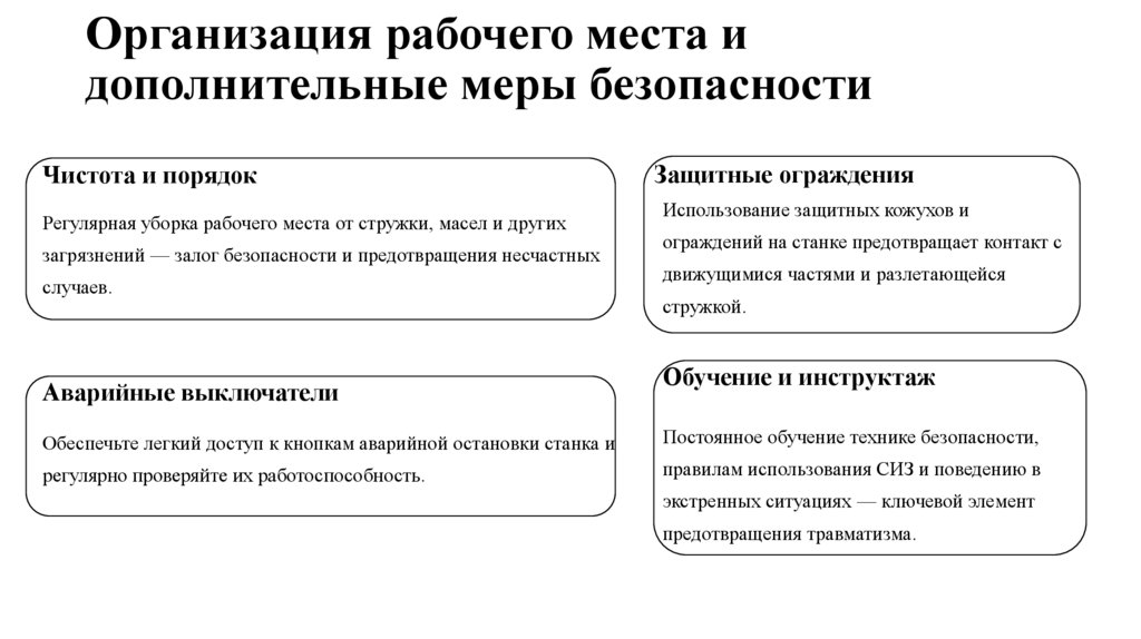 Организация рабочего места и дополнительные меры безопасности