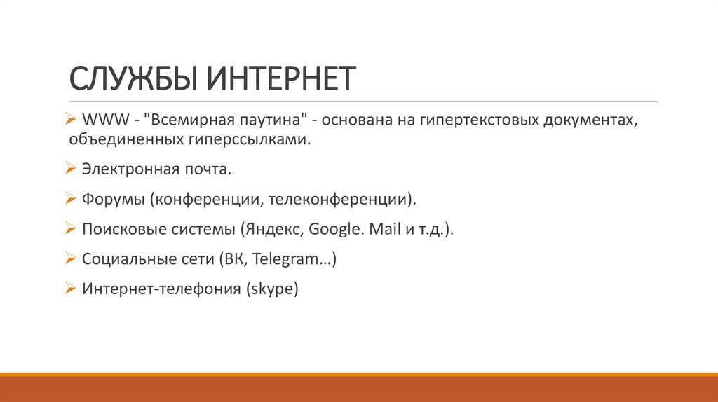 СЛУЖБЫ ИНТЕРНЕТ
