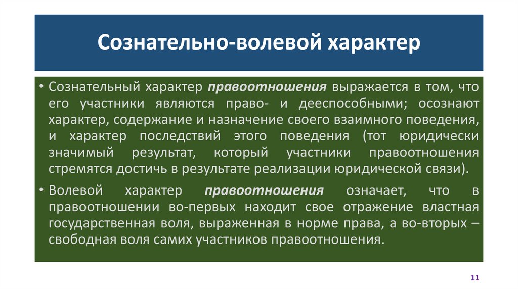 Сознательно-волевой характер