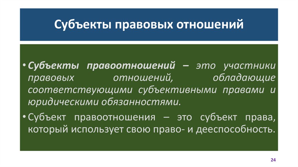 Субъекты правовых отношений