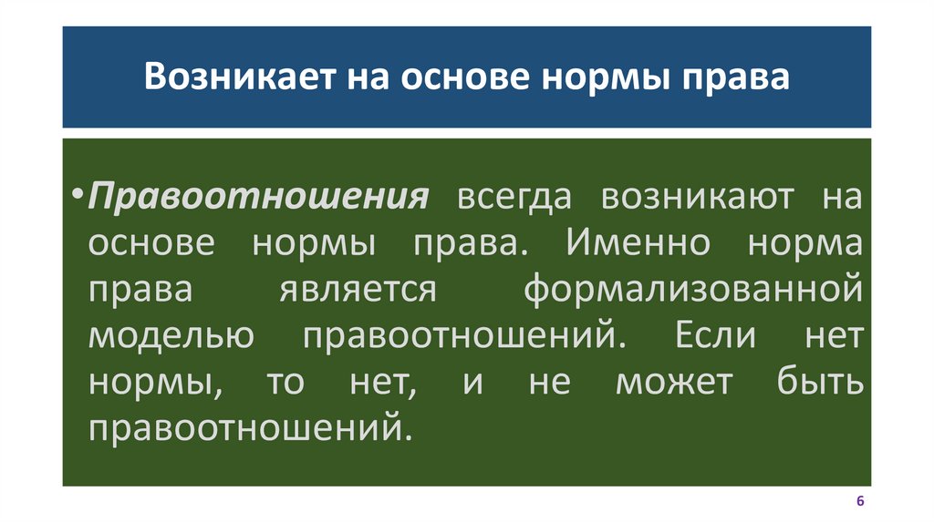 Возникает на основе нормы права