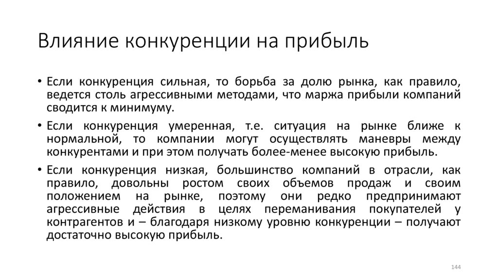 Влияние конкуренции на прибыль