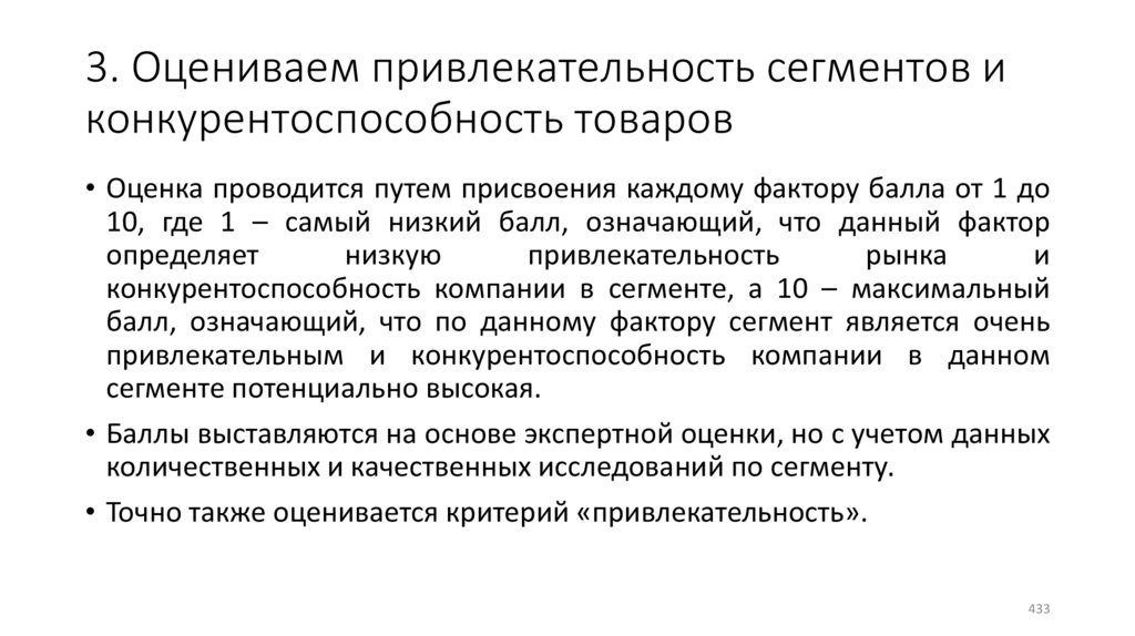 3. Оцениваем привлекательность сегментов и конкурентоспособность товаров