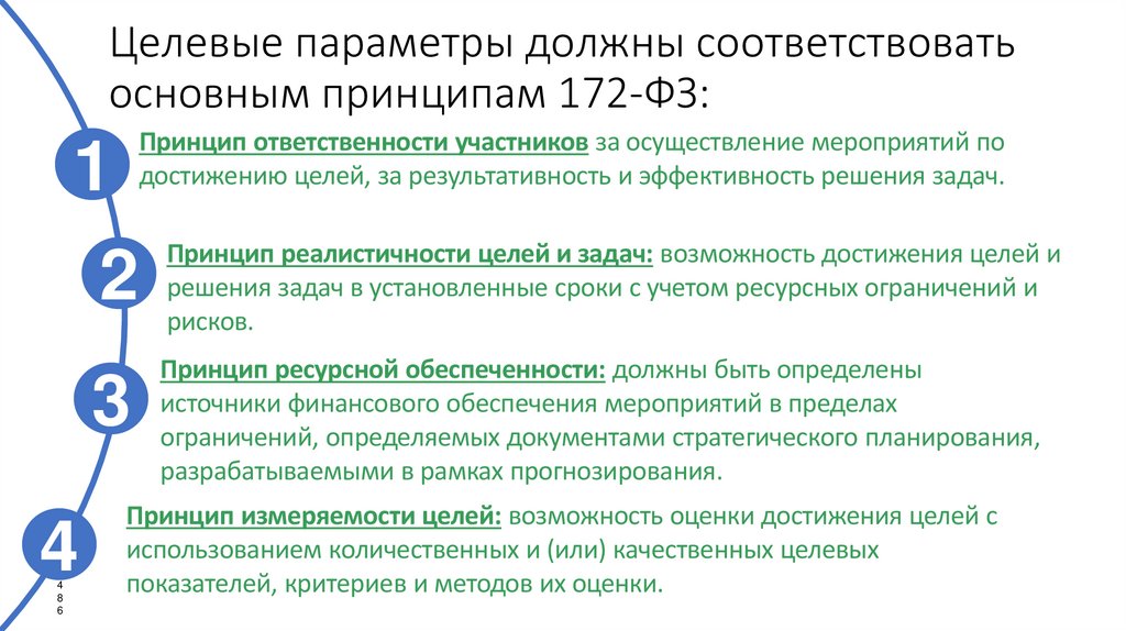Целевые параметры должны соответствовать основным принципам 172-ФЗ: