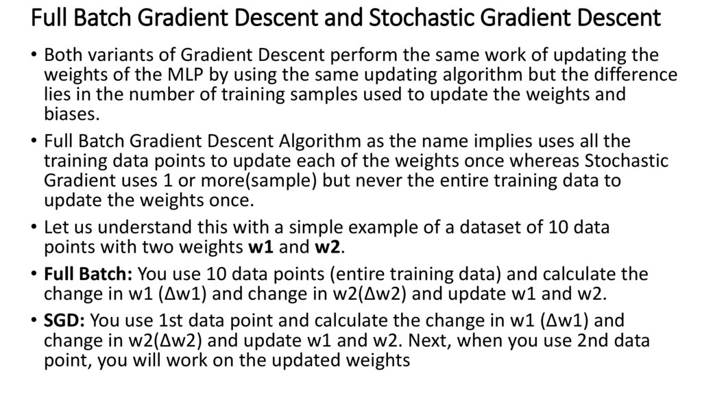 Full Batch Gradient Descent and Stochastic Gradient Descent