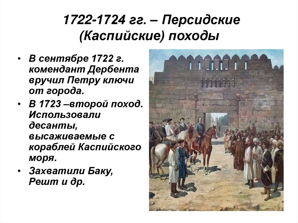1722-1724 гг. – Персидские (Каспийские) походы