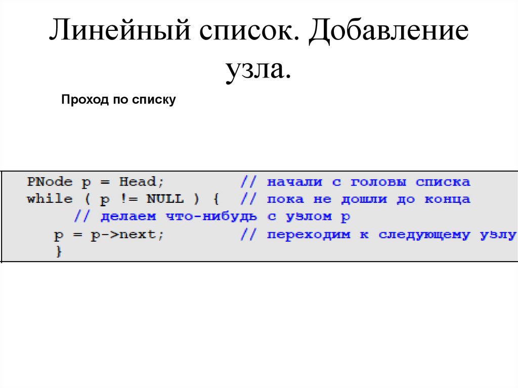 Линейный список. Добавление узла.