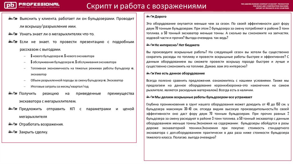 Скрипт и работа с возражениями