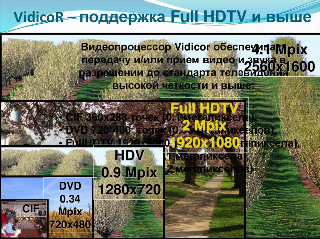 VidicoR – поддержка Full HDTV и выше