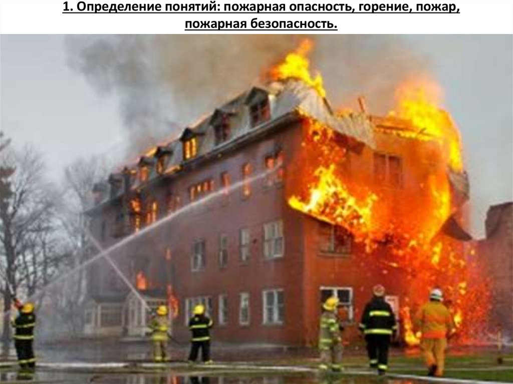 1. Определение понятий: пожарная опасность, горение, пожар, пожарная безопасность.