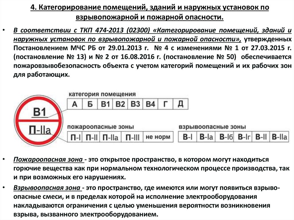 4. Категорирование помещений, зданий и наружных установок по взрывопожарной и пожарной опасности.