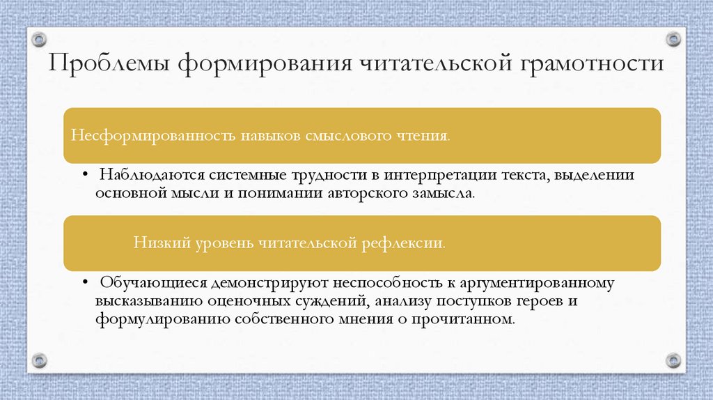 Проблемы формирования читательской грамотности