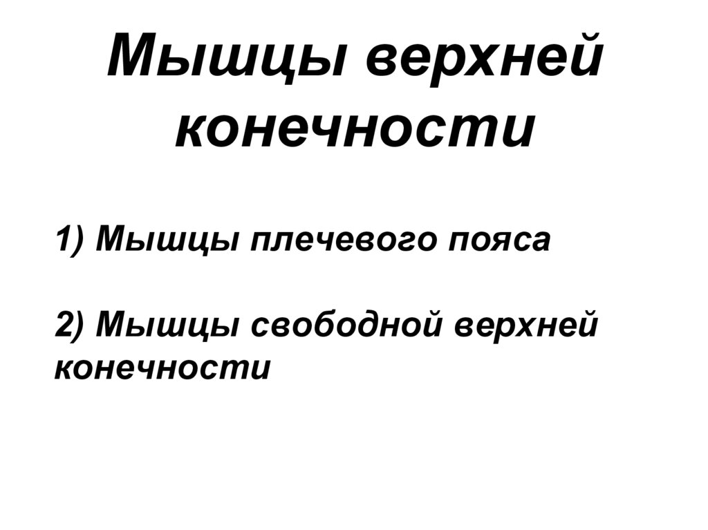1) Мышцы плечевого пояса 2) Мышцы свободной верхней конечности