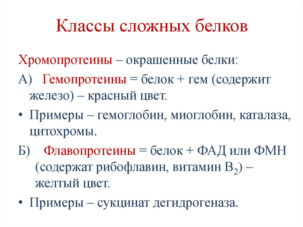 Классы сложных белков