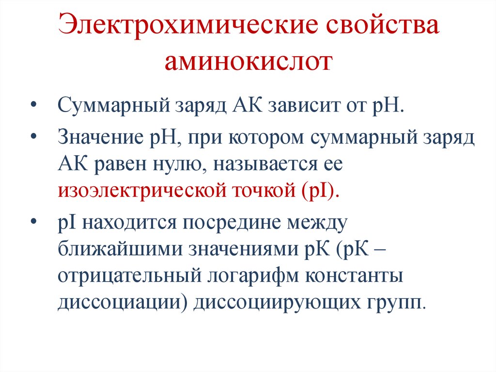 Электрохимические свойства аминокислот