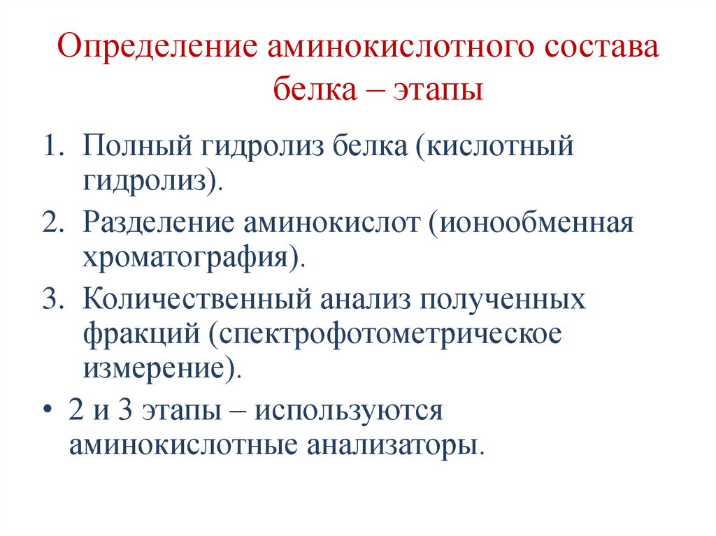 Определение аминокислотного состава белка – этапы