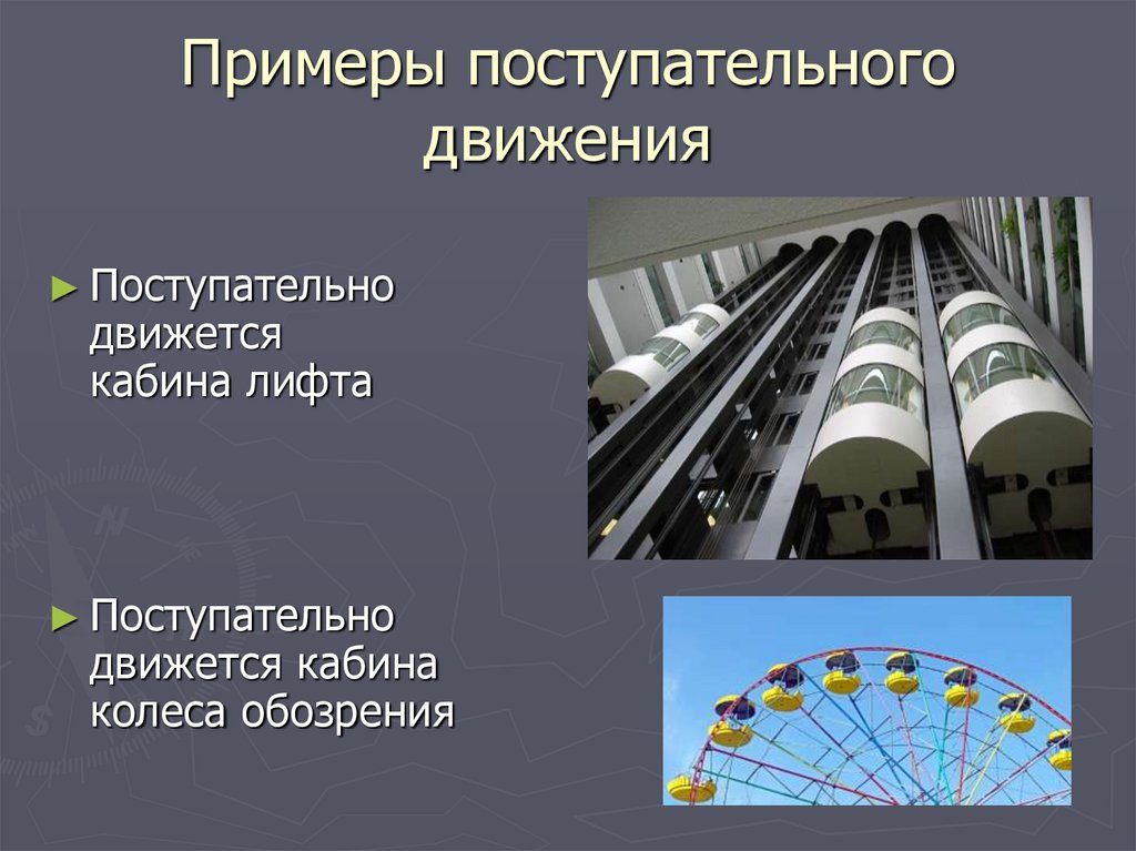 Примеры поступательного движения