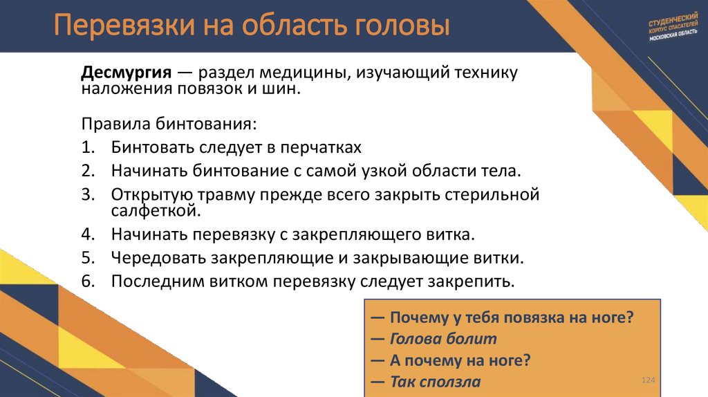 Перевязки на область головы