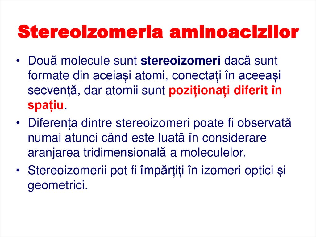 Stereoizomeria aminoacizilor