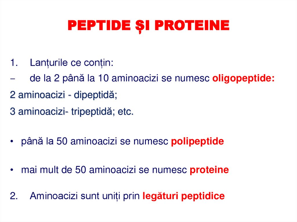 STRUCTURA PRIMARĂ A PROTEINELOR