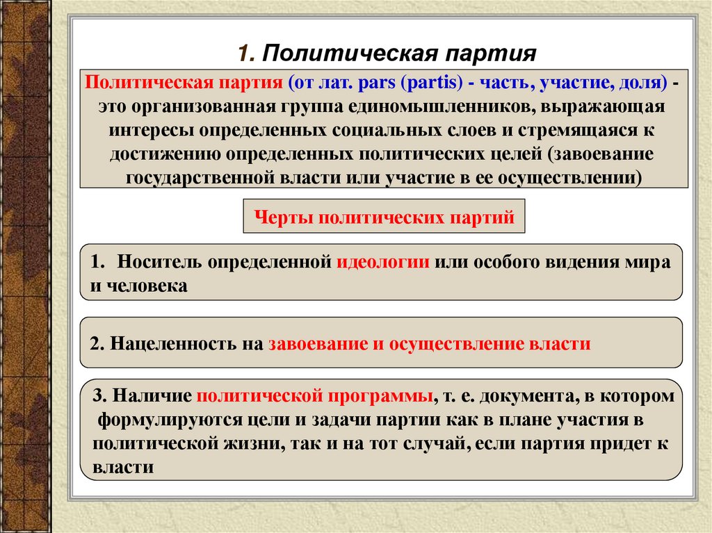 1. Политическая партия