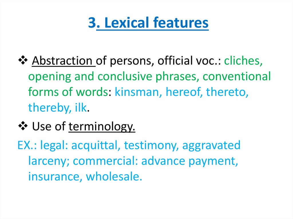 3. Lexical features