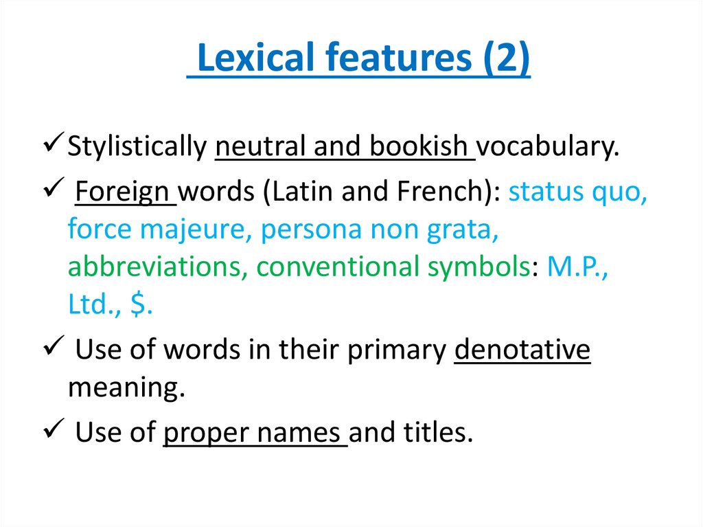 Lexical features (2)