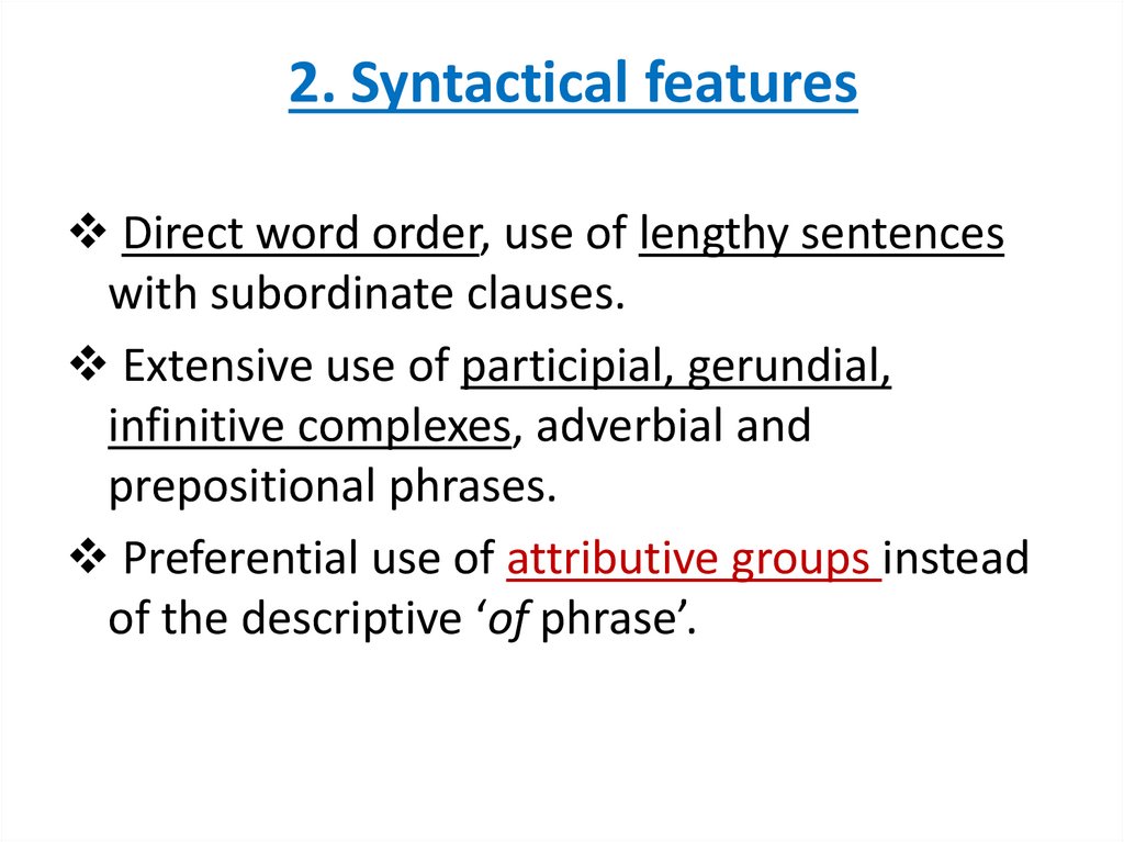 2. Syntactical features