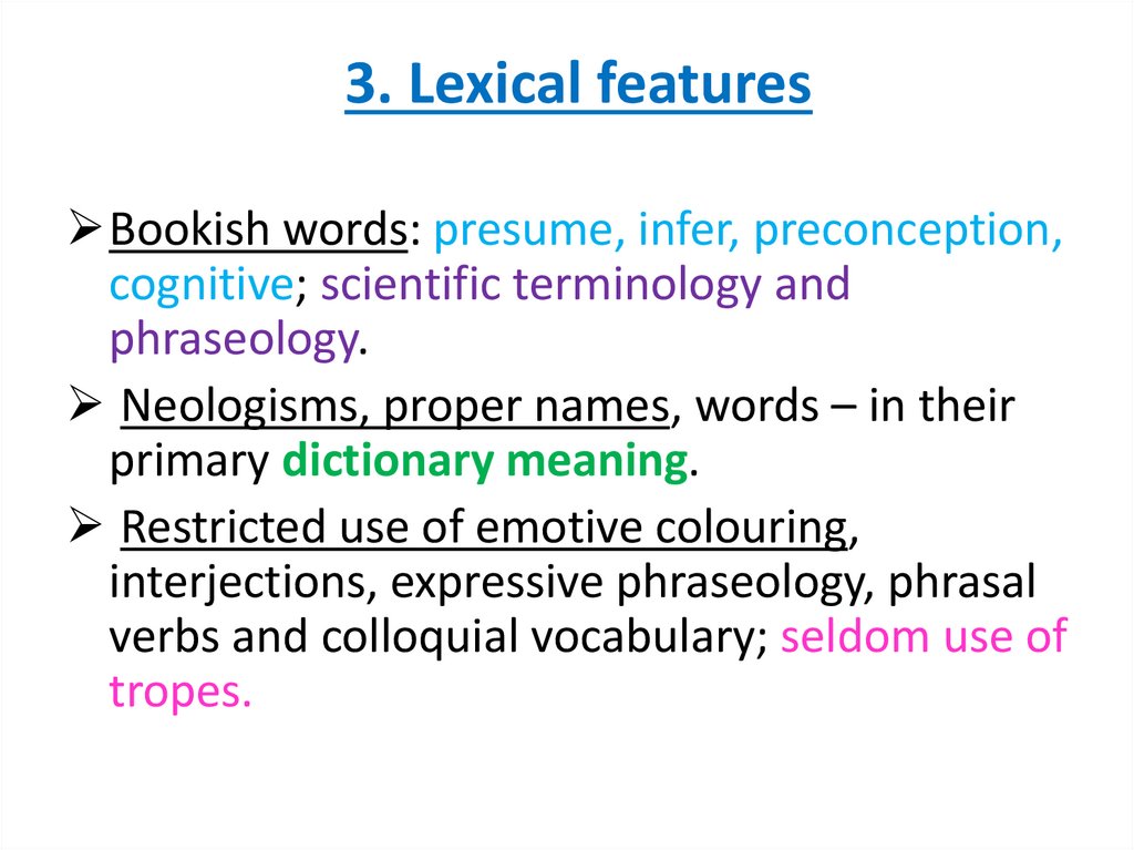 3. Lexical features