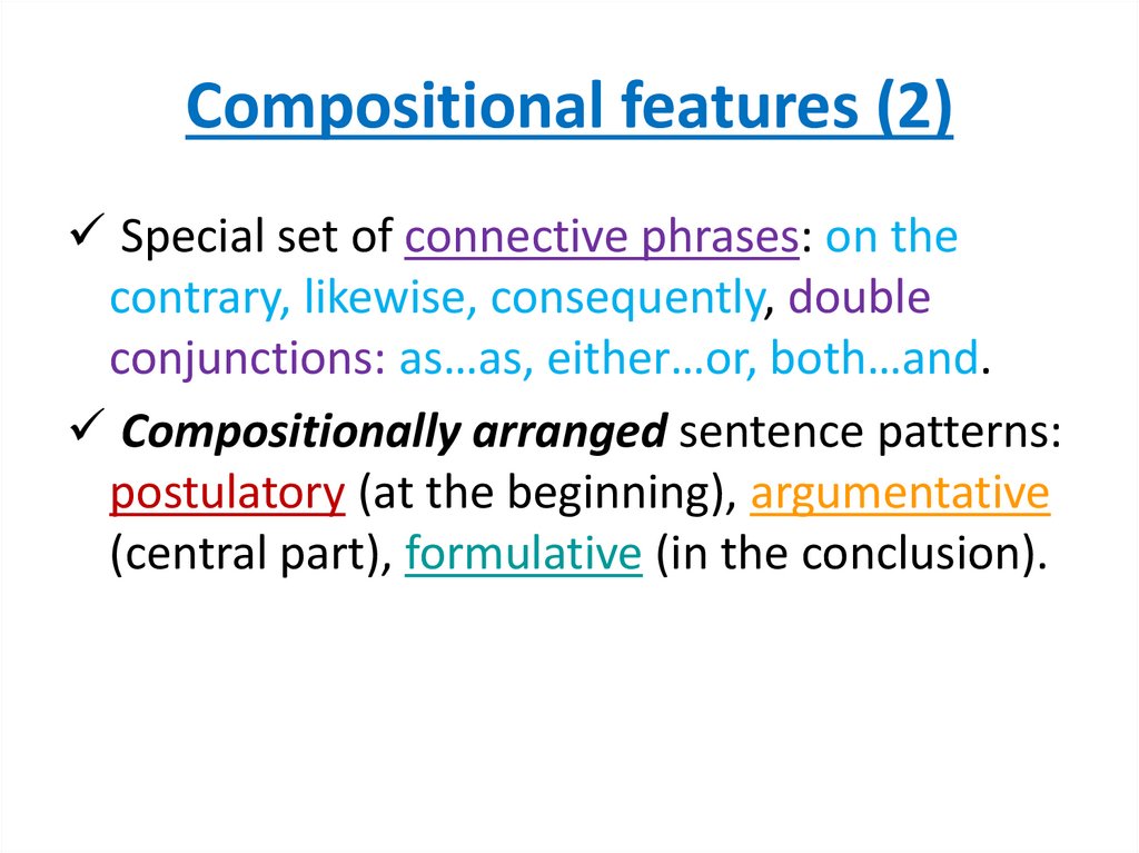 Compositional features (2)