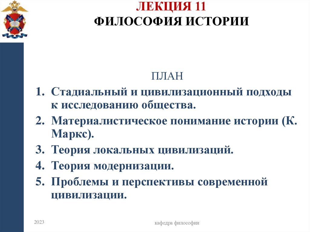 Лекция 11 философия истории